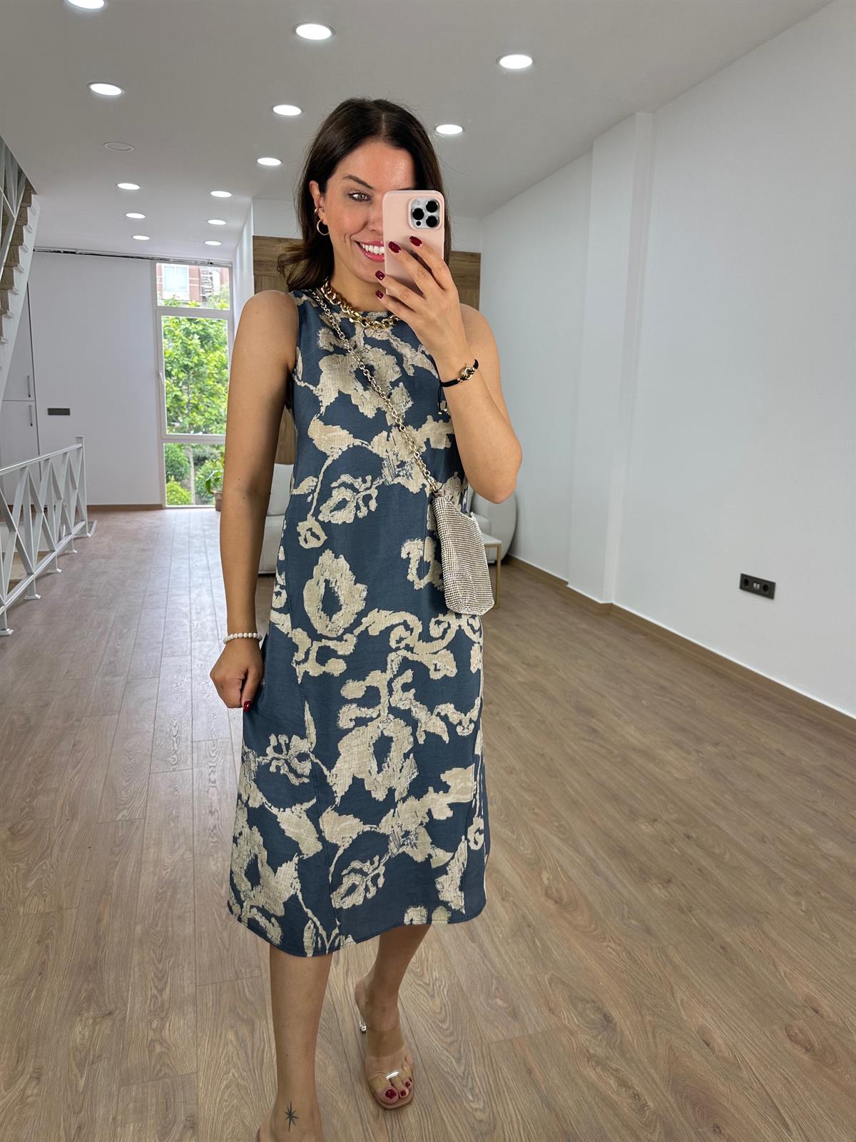 %100 Modal Kumaş Midi Boy Elbise-Antrasit