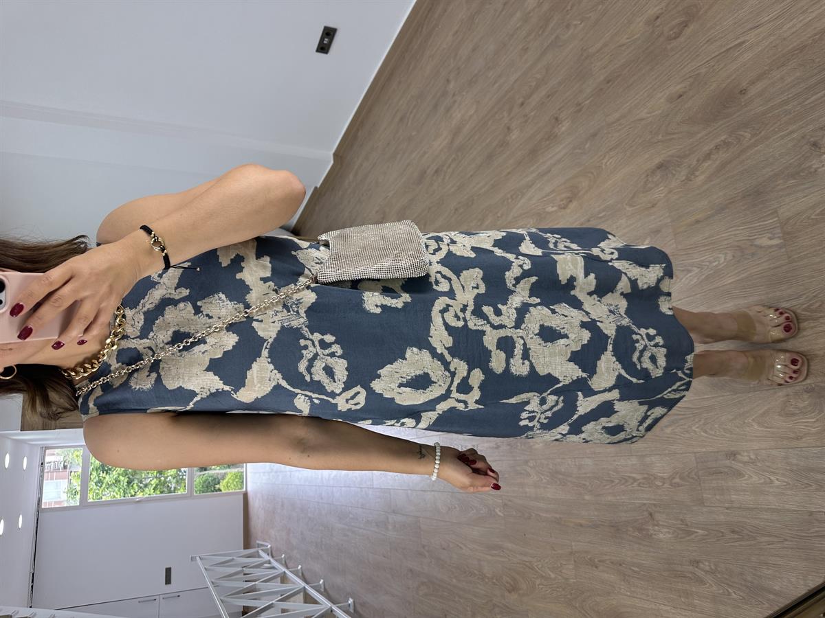 %100 Modal Kumaş Midi Boy Elbise-Antrasit