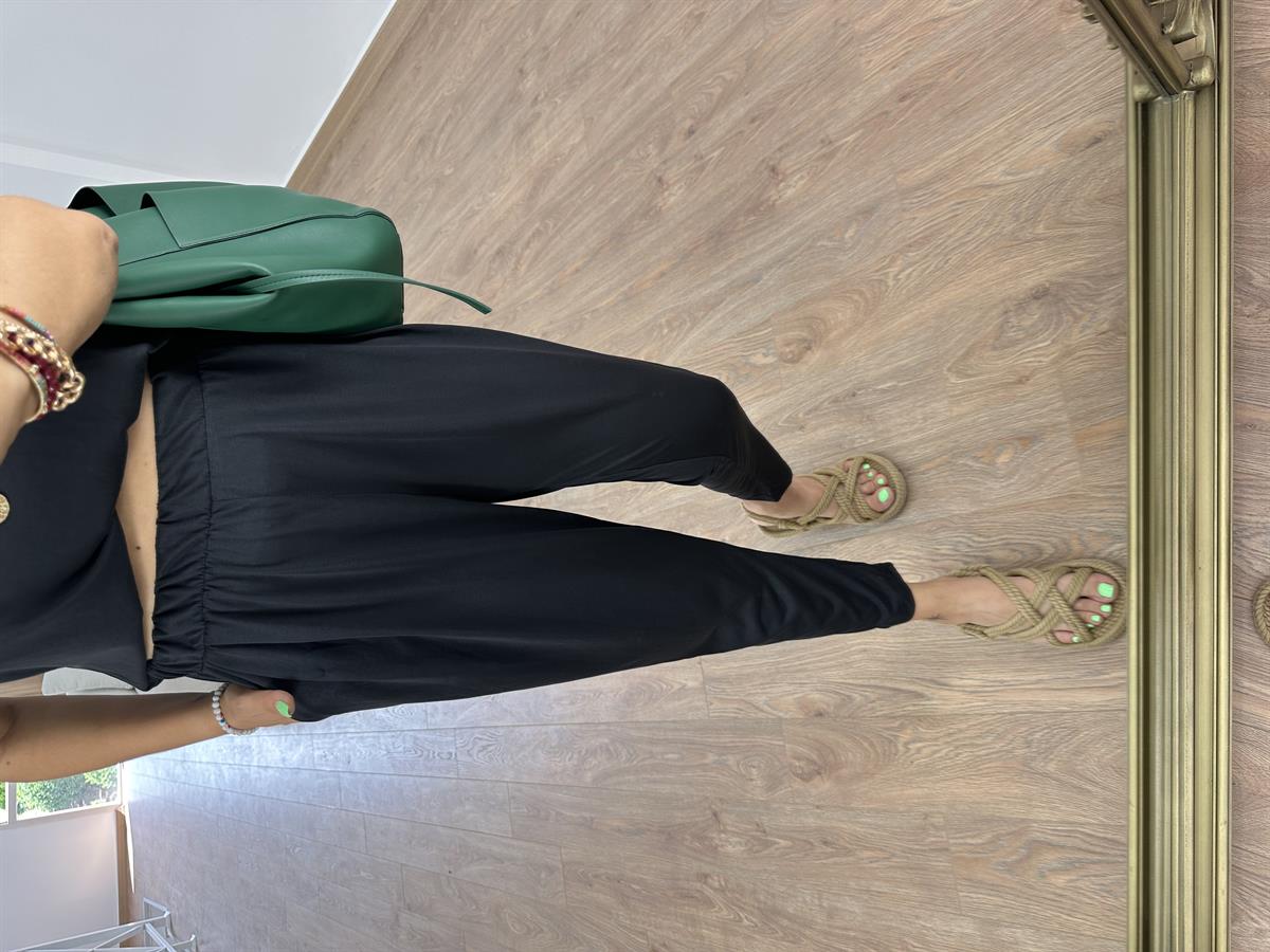 %100 Modal Şalvar Pantolon-Siyah