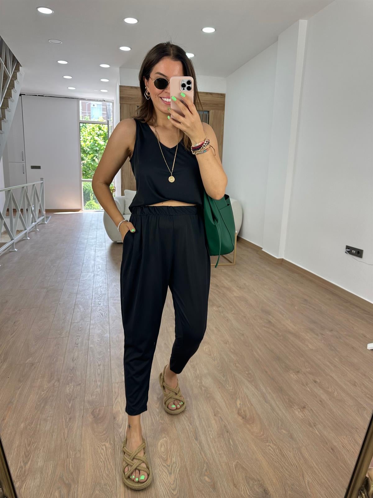 %100 Modal Şalvar Pantolon-Siyah