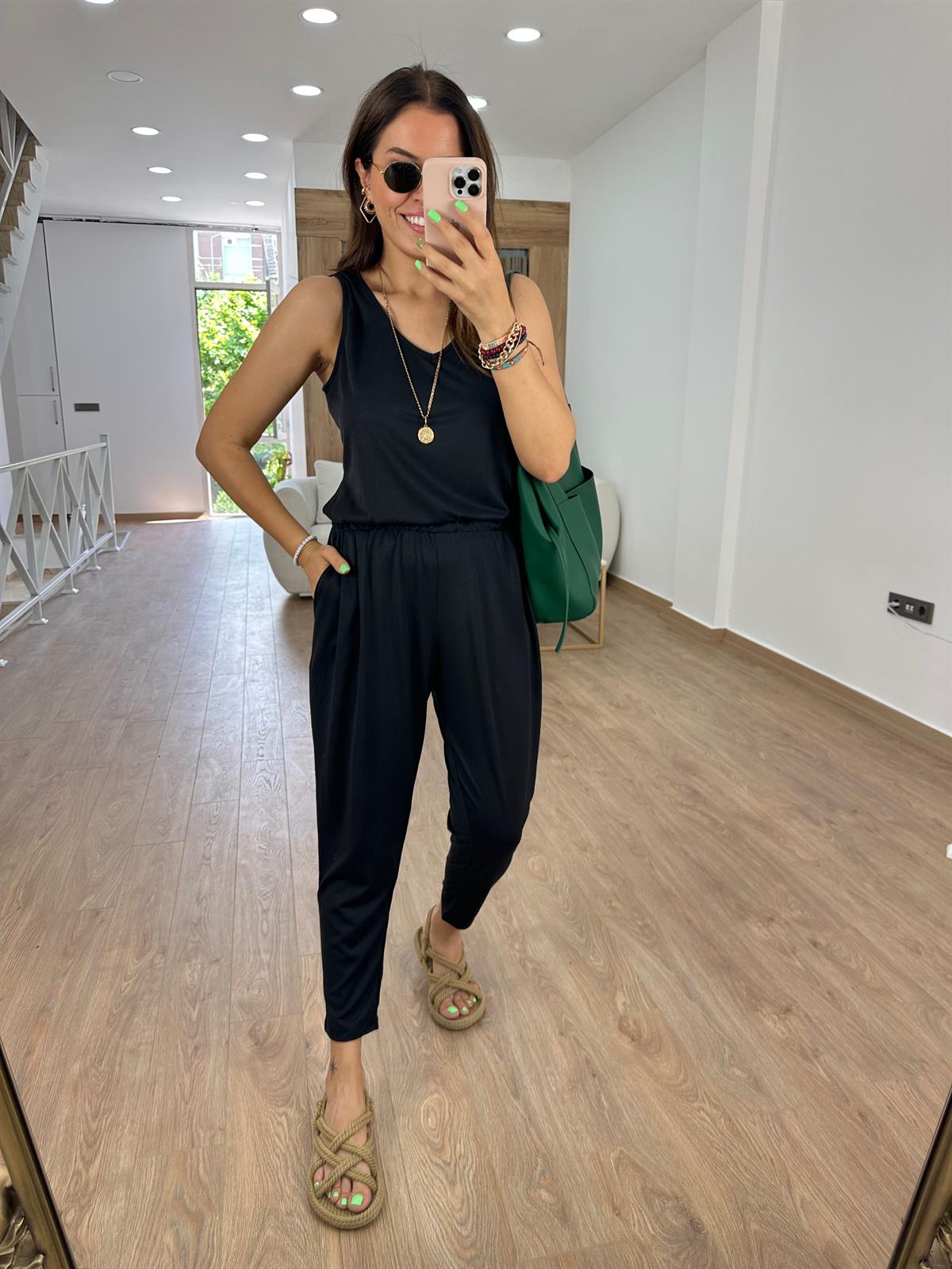 %100 Modal Şalvar Pantolon-Siyah