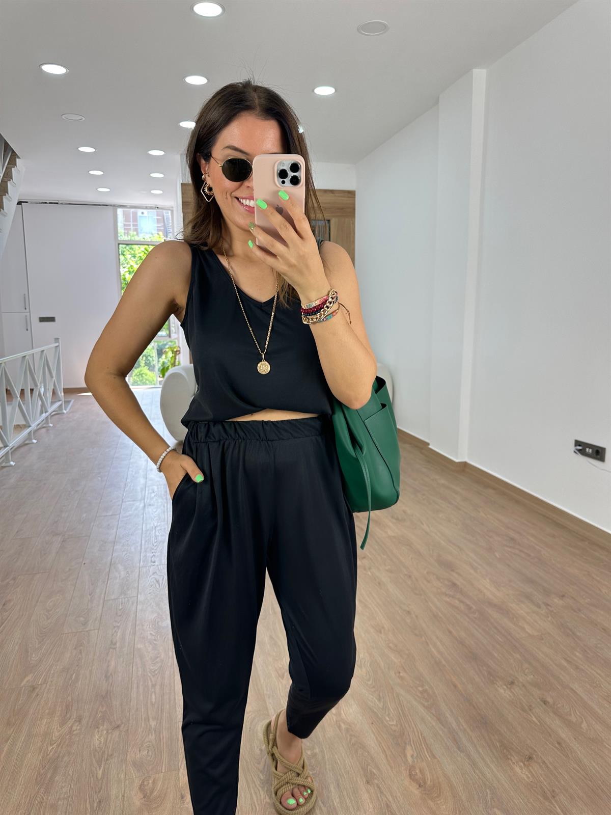 %100 Modal Şalvar Pantolon-Siyah