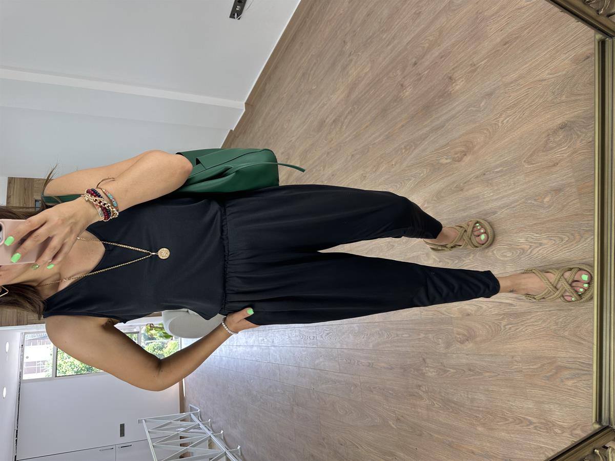 %100 Modal V Yaka Basic Tişört Siyah 