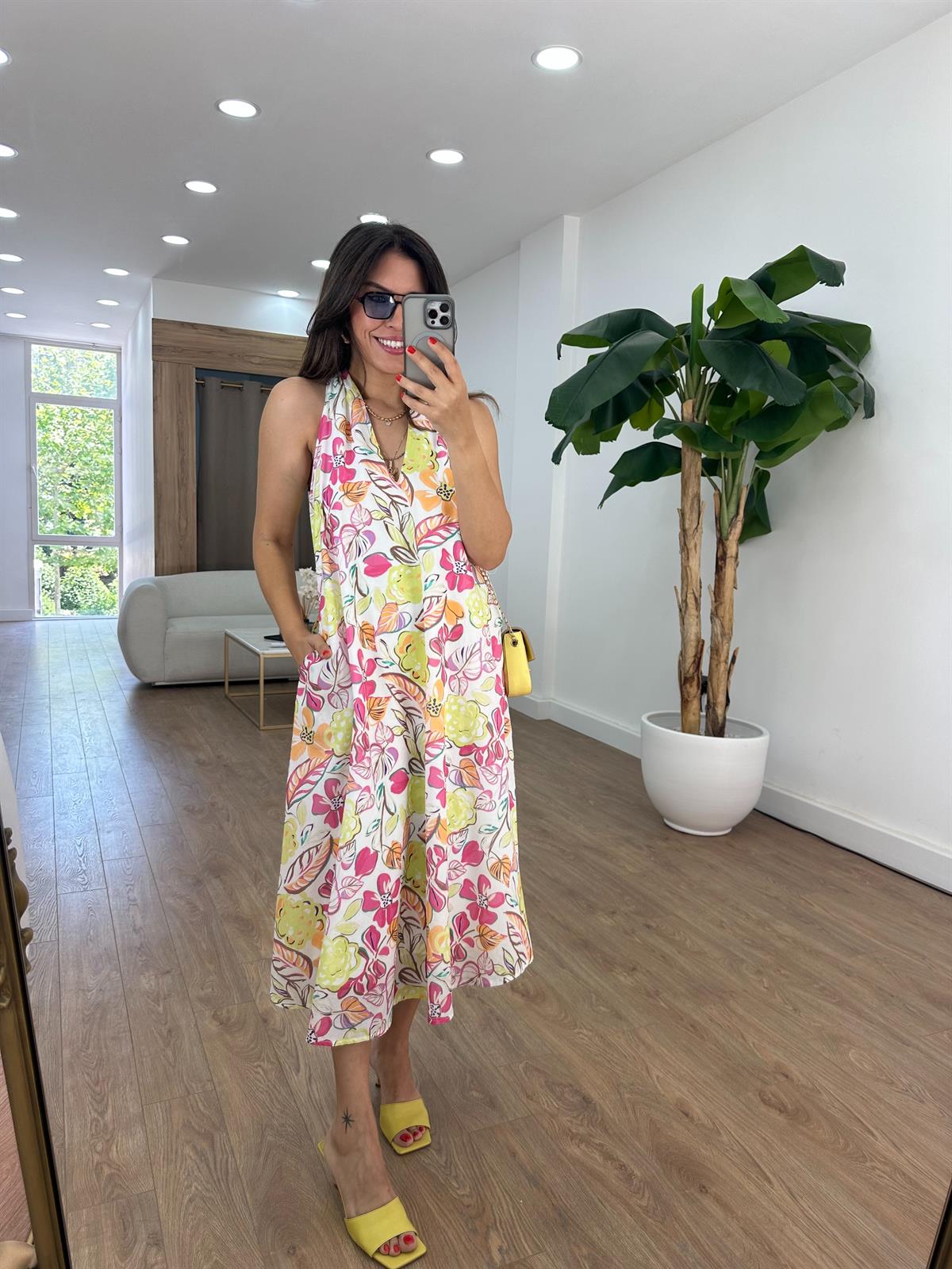 %100 Pamuk Çiçekli Elbise