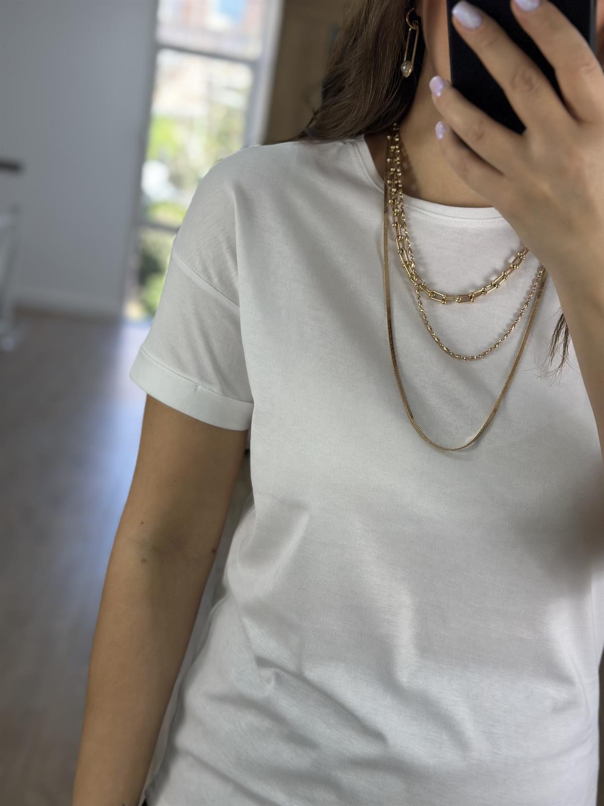 %100 Pamuk Double Kol Tshirt