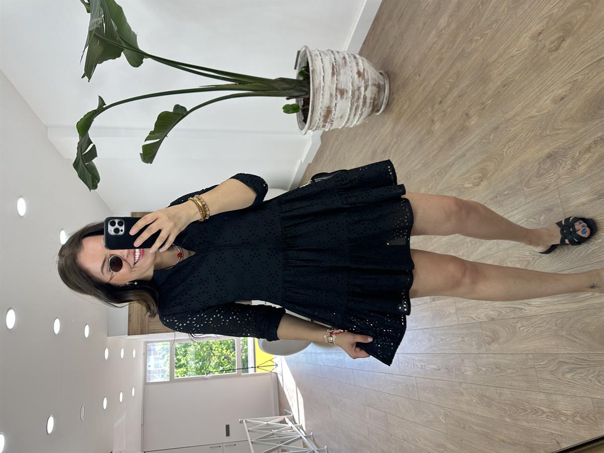 %100 Pamuk Fisto Elbise-Siyah