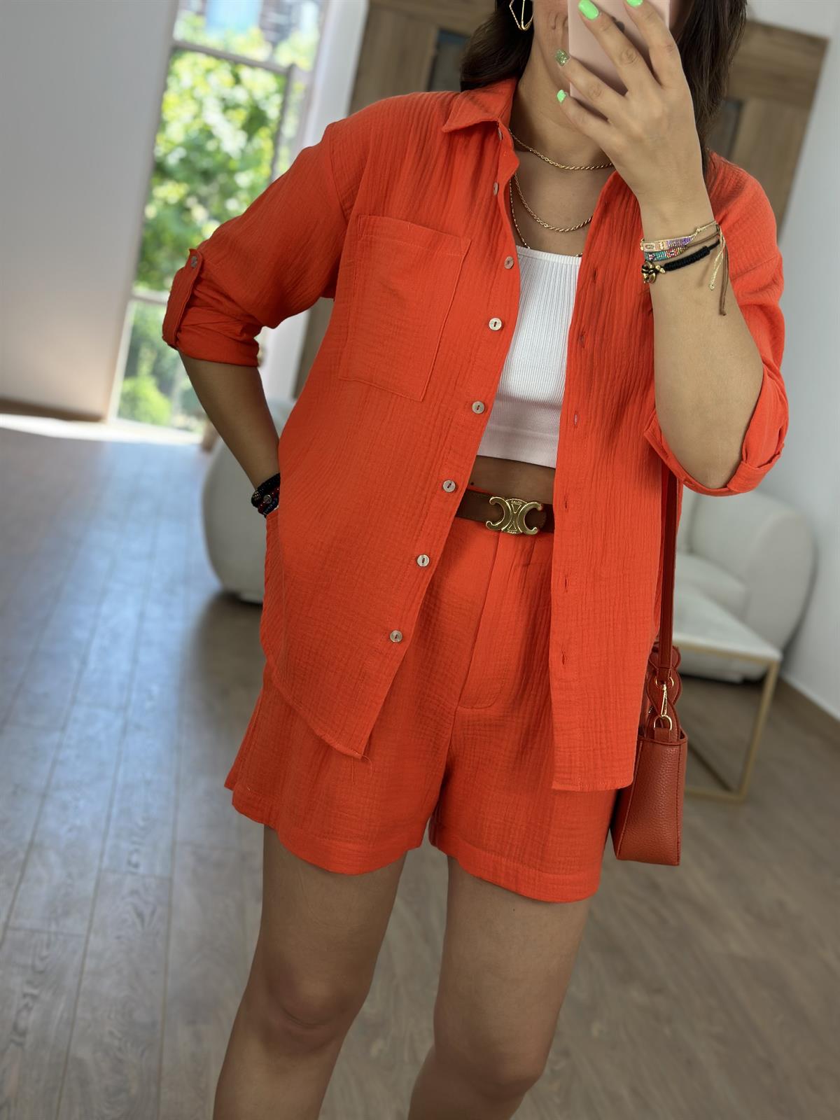 %100 Pamuk Müslin Takım-Nar Çiçeği