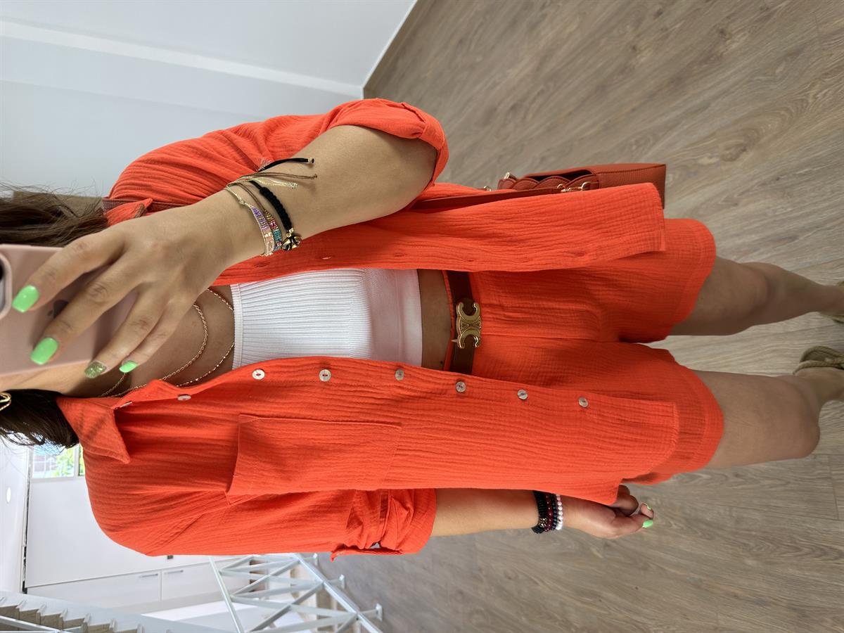 %100 Pamuk Müslin Takım-Nar Çiçeği