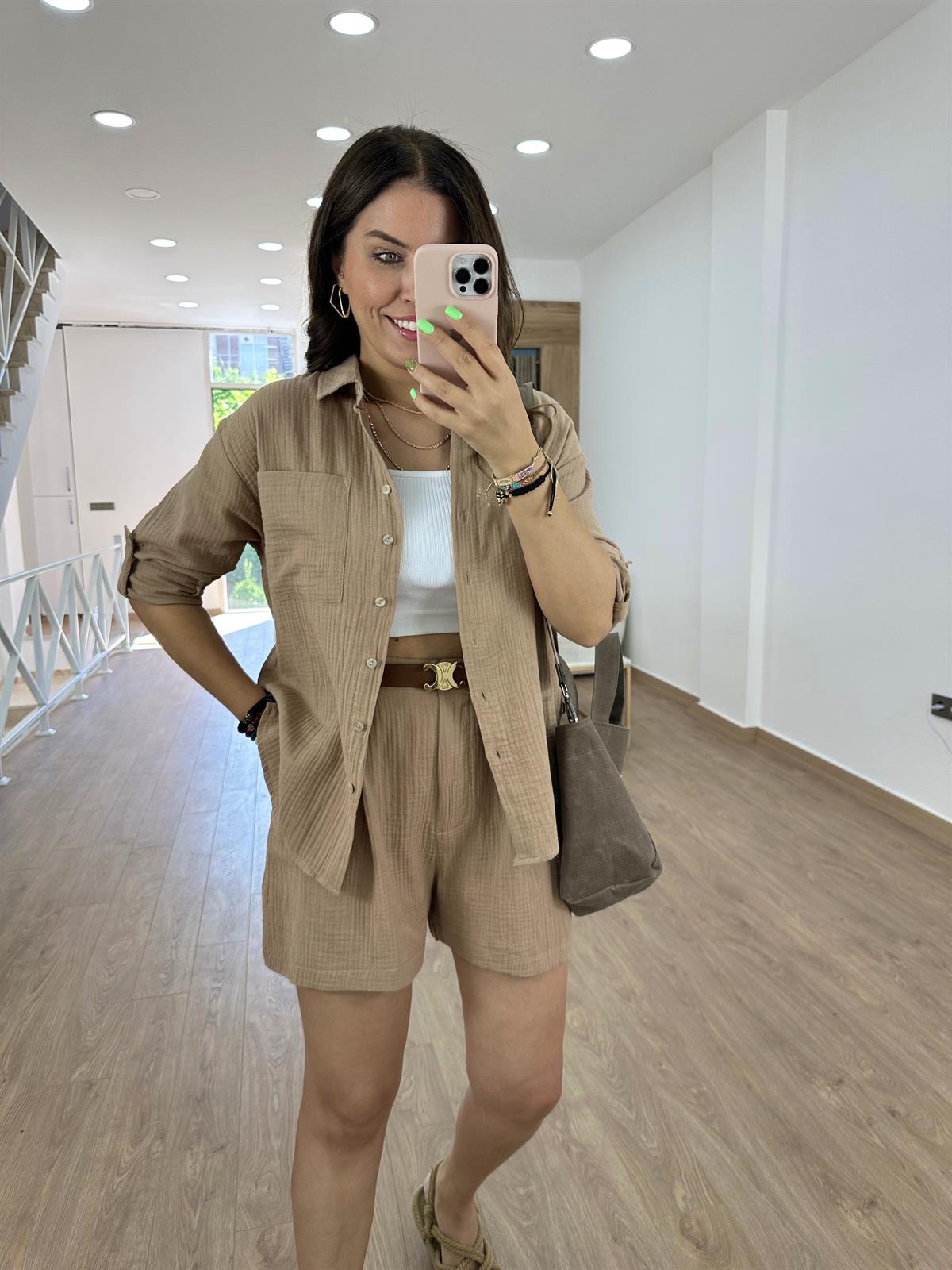 %100 Pamuk Müslin Takım-Vizon