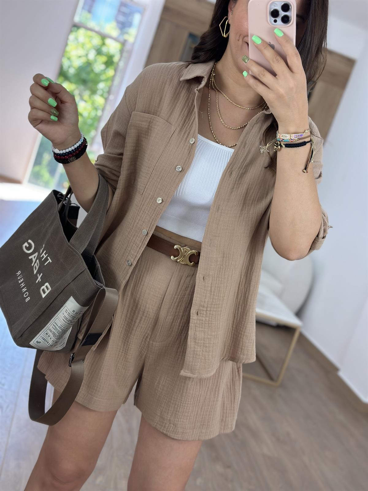 %100 Pamuk Müslin Takım-Vizon