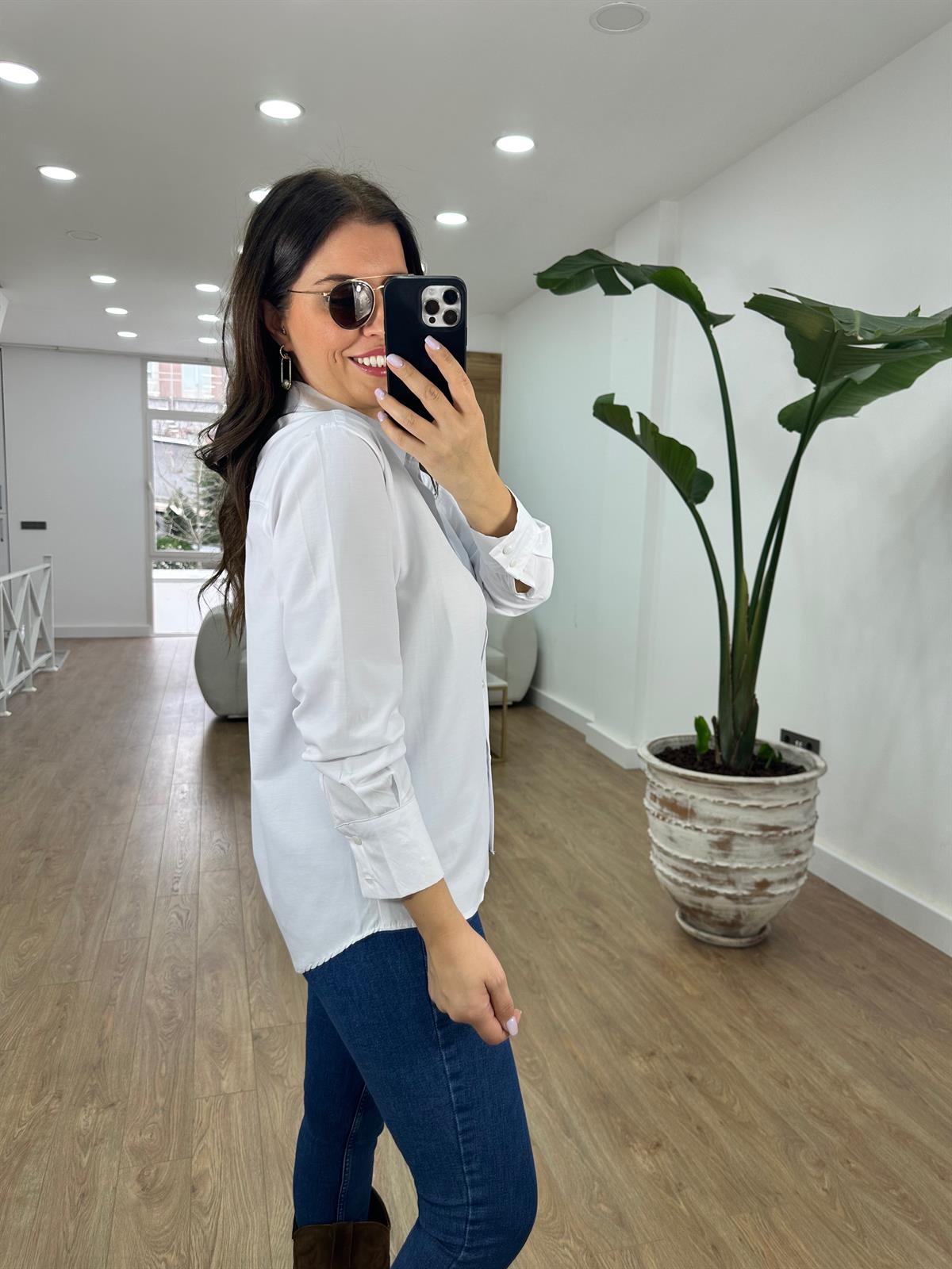 %100 Viskon Basic Gömlek-Beyaz