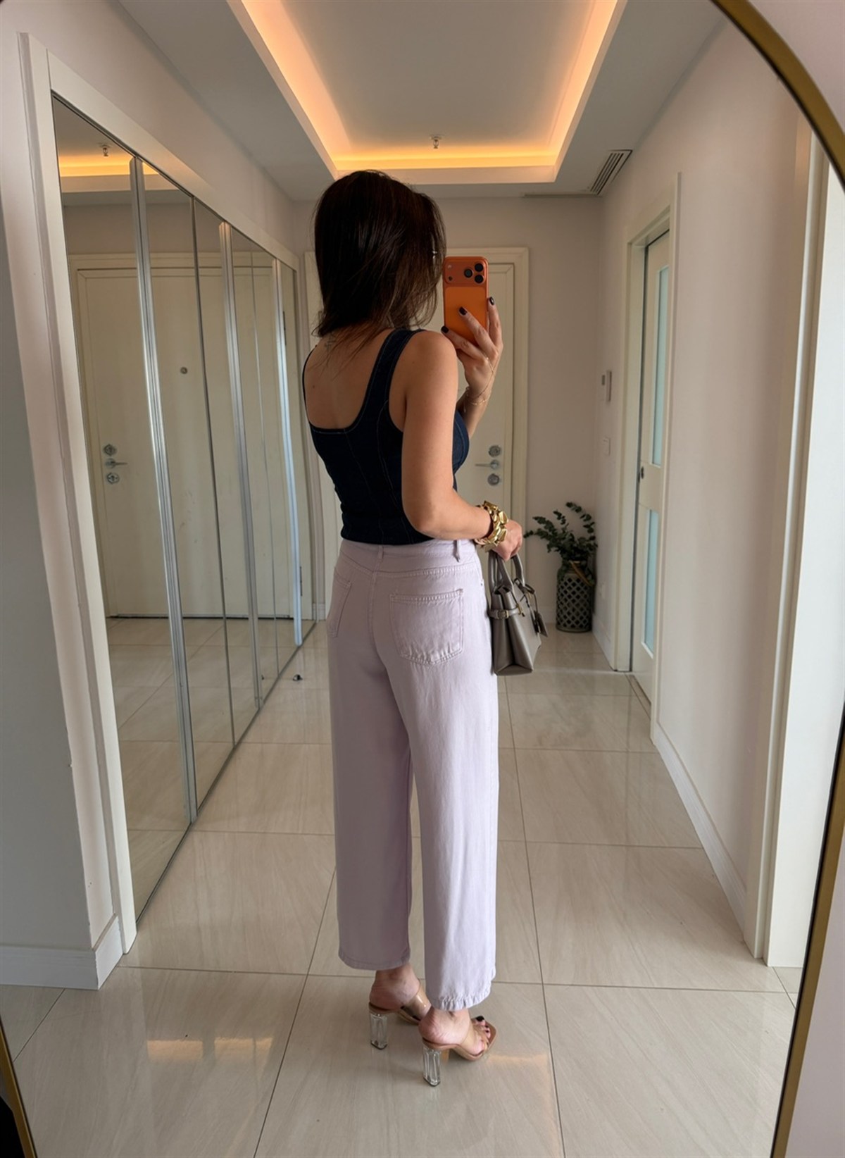 Premium Tensel Denim Pantolon -  Lila