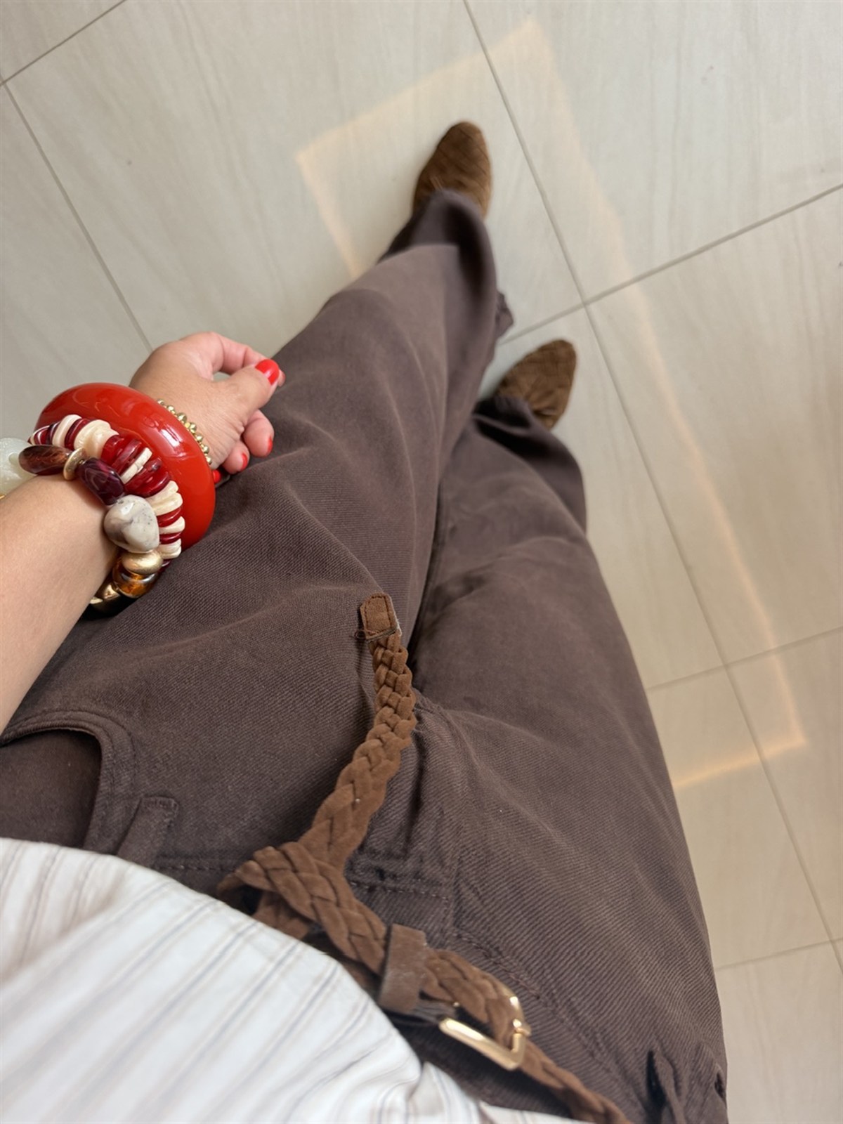 Premium Tensel Palazzo Denim Pantolon - Kahve