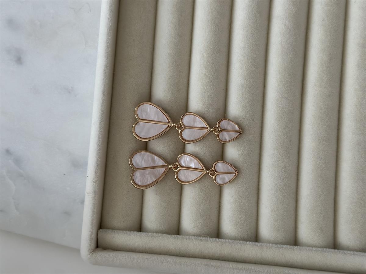 3lü Kalp Tasarım Küpe 5cm