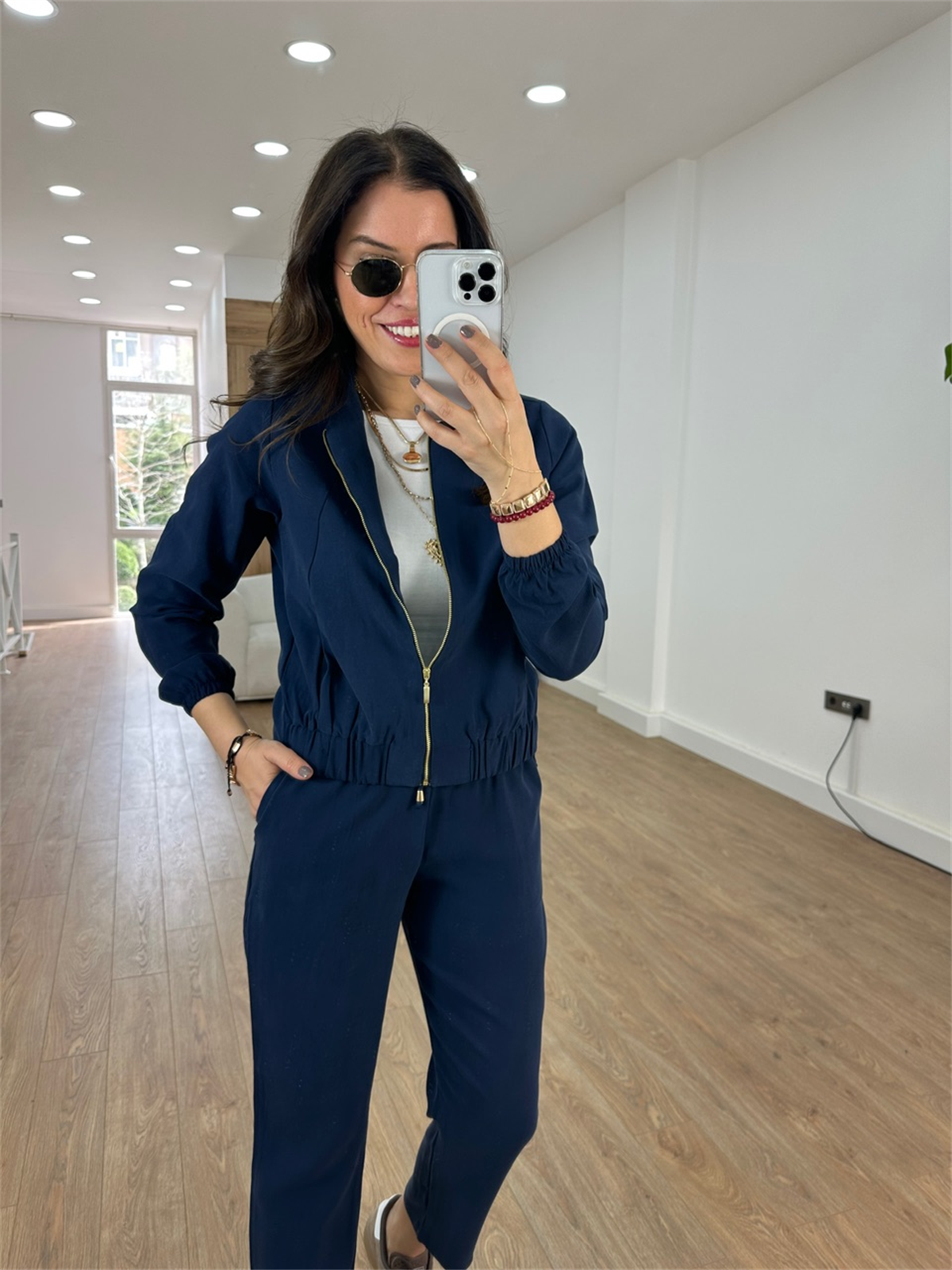 Fermuarlı Pantolon Ceket Takım - Lacivert