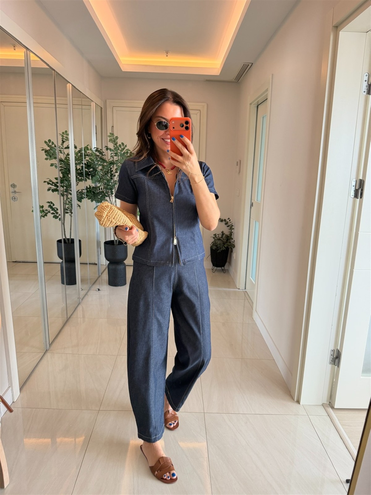 Kontrast Dikişli Likralı Baggy Jean