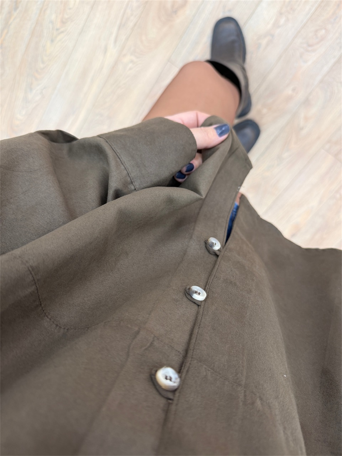 Düğme Detaylı Süet Gömlek - Kahverengi