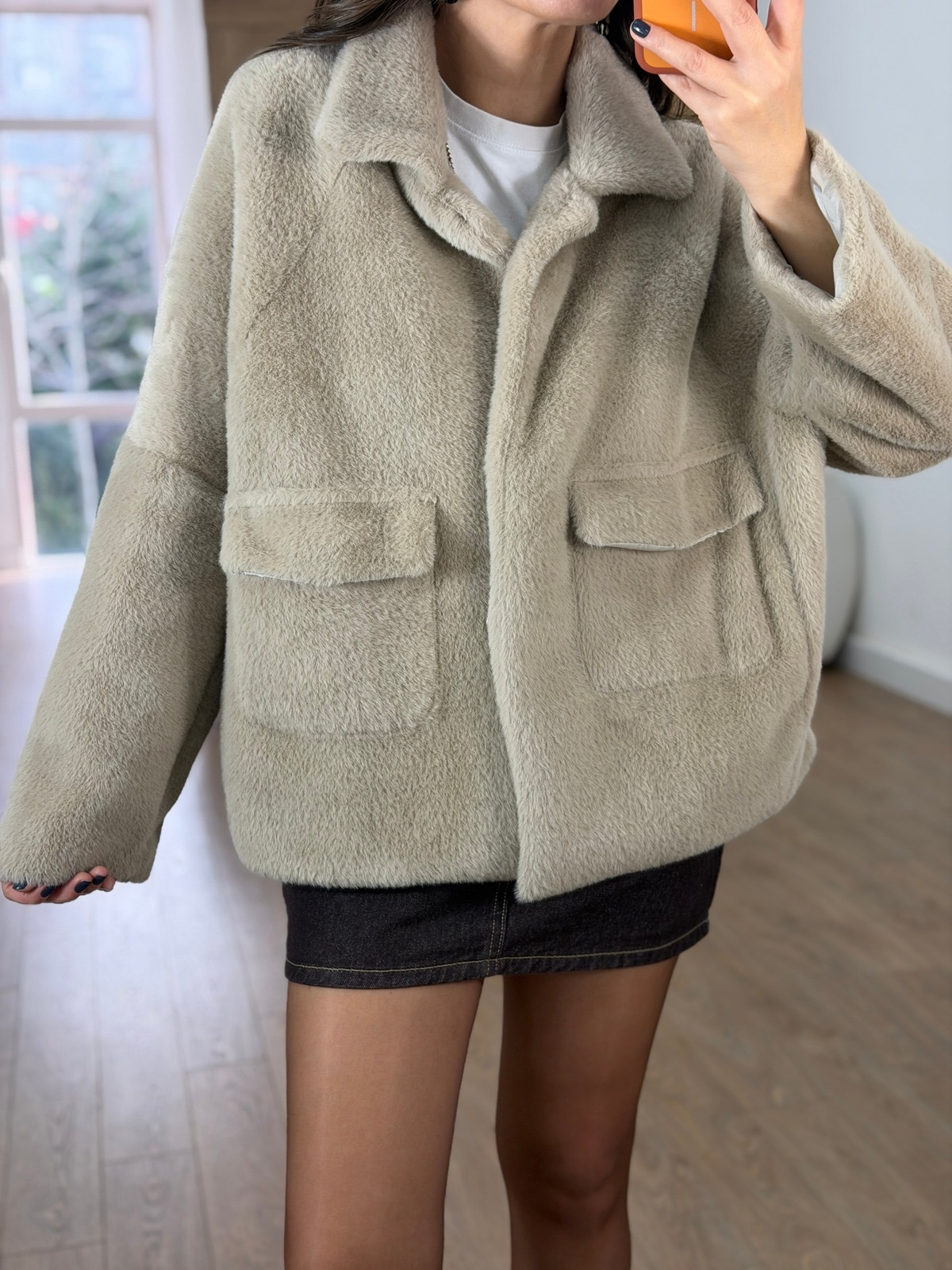 Premium Seri Cepli Oversize Kürk - Açık Vizon