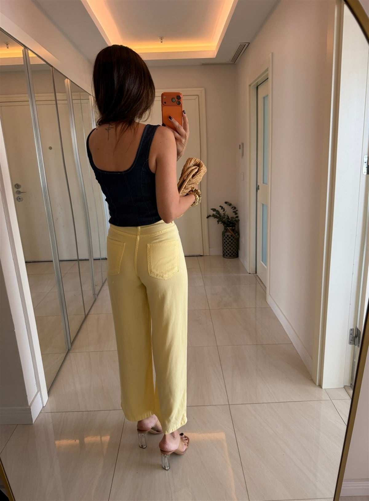 Premium Tensel Denim Pantolon - Sarı