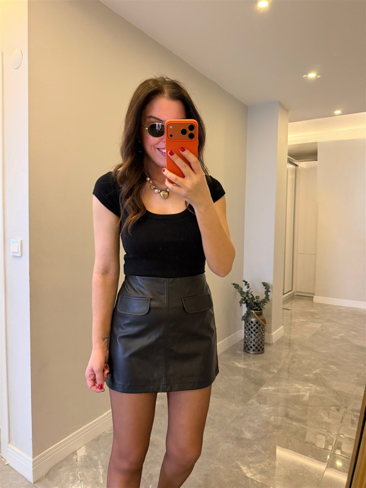 Cepli Deri Etek - Siyah