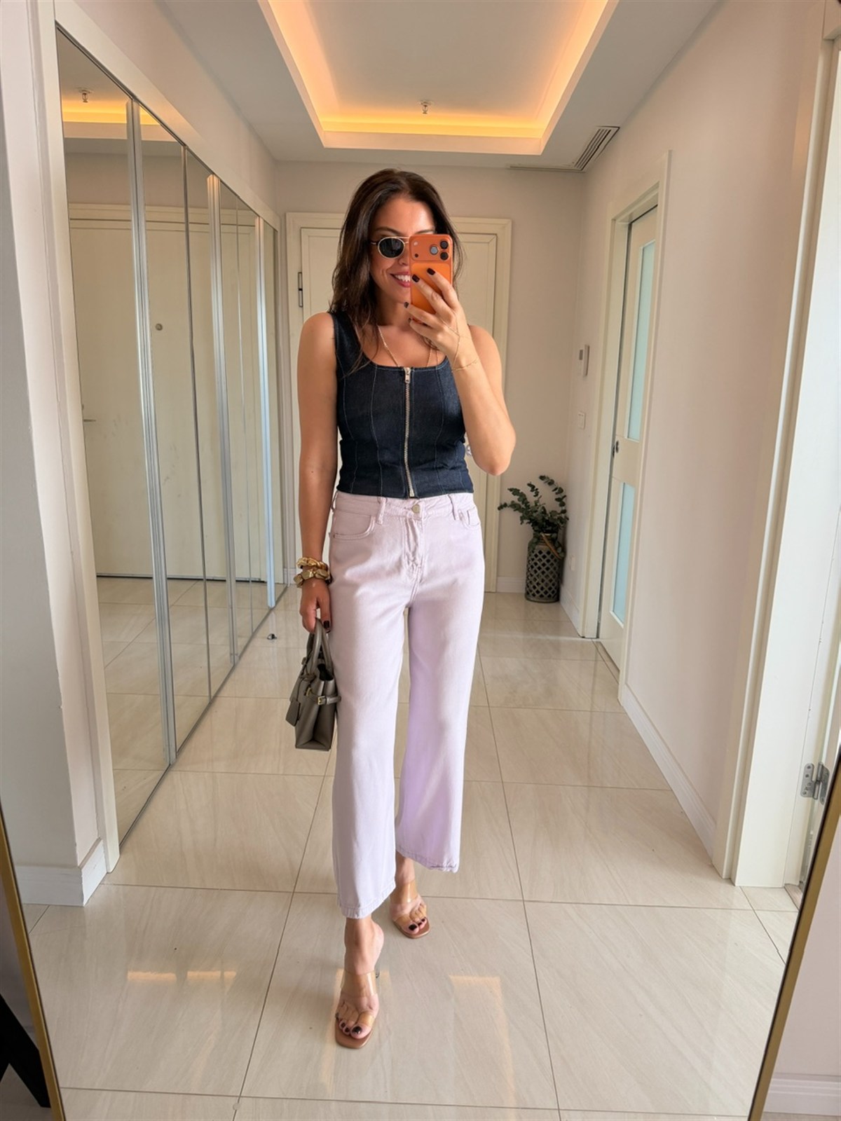 Premium Tensel Denim Pantolon -  Lila