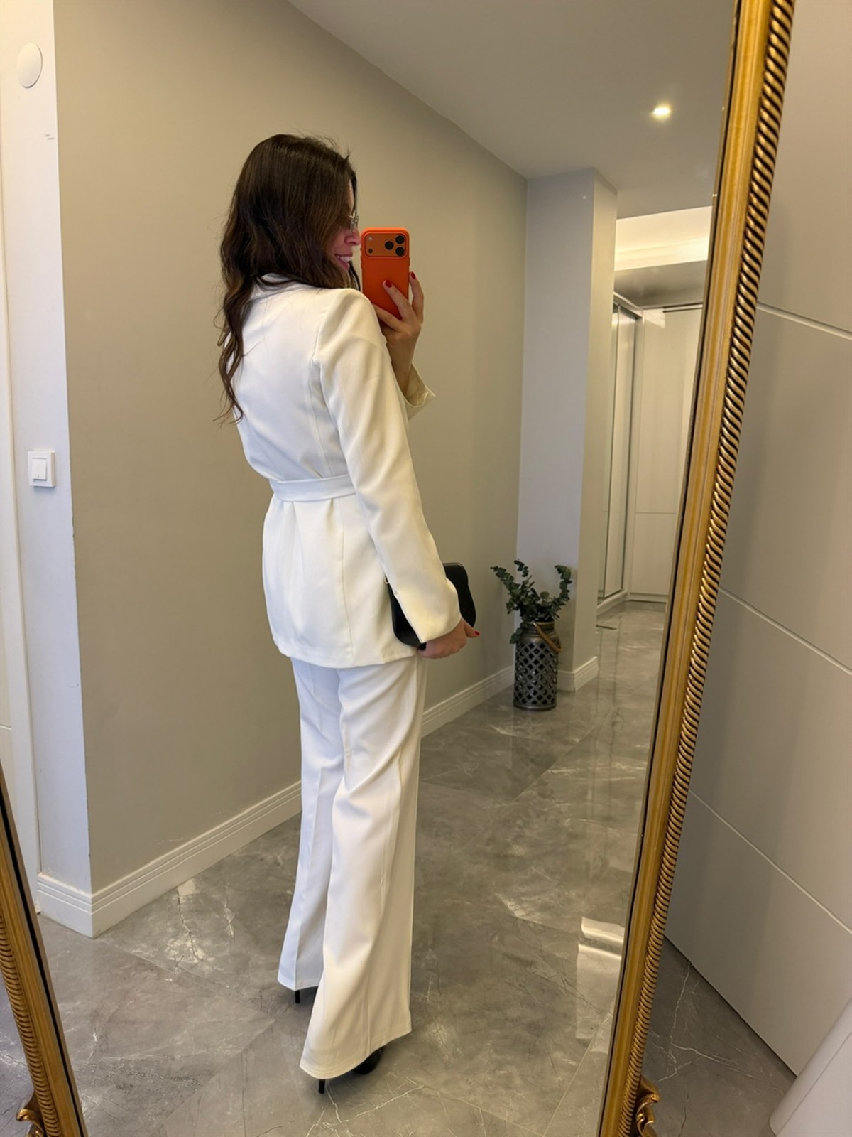 Kuşaklı Ceket Pantolon Takım