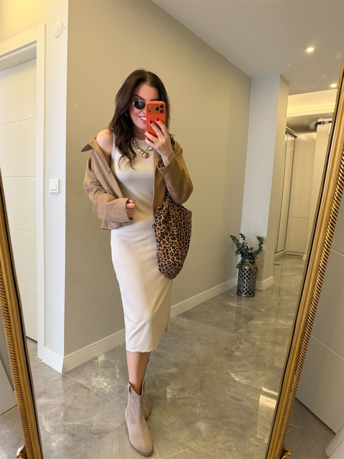 Likralı Fitilli Kolsuz Elbise - Taş