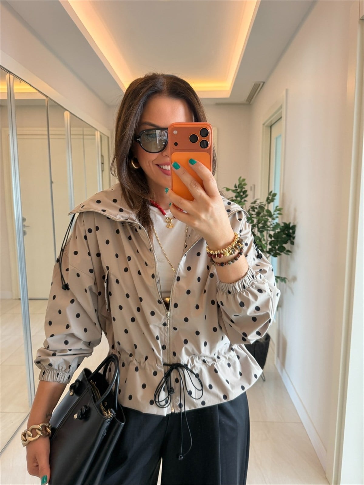 Orijinal Model Beli Büzgülü Puantiyeli Bomber