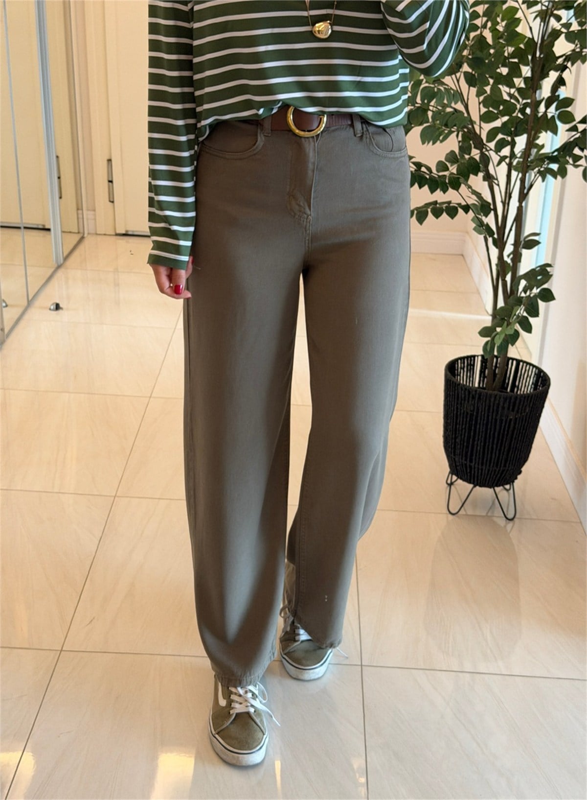 Premium Tensel Jean-Açık Haki