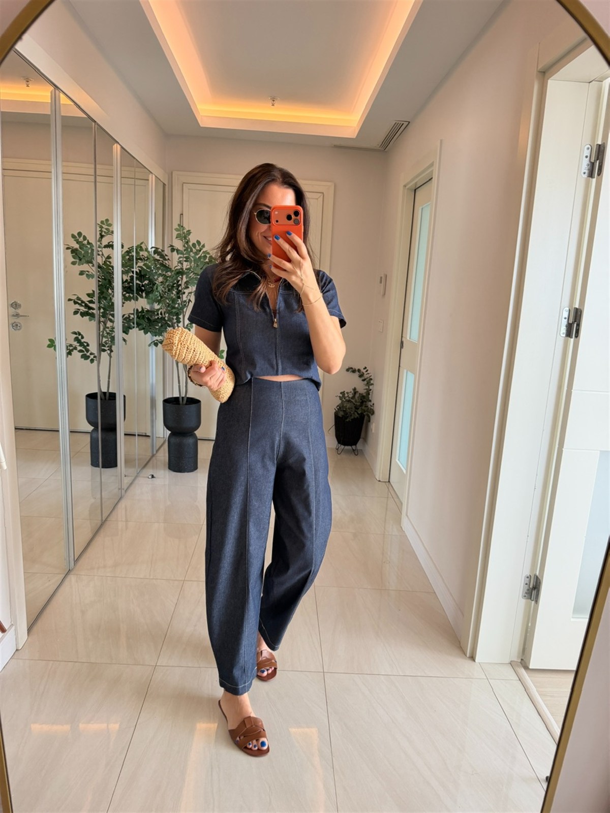 Kontrast Dikişli Likralı Baggy Jean