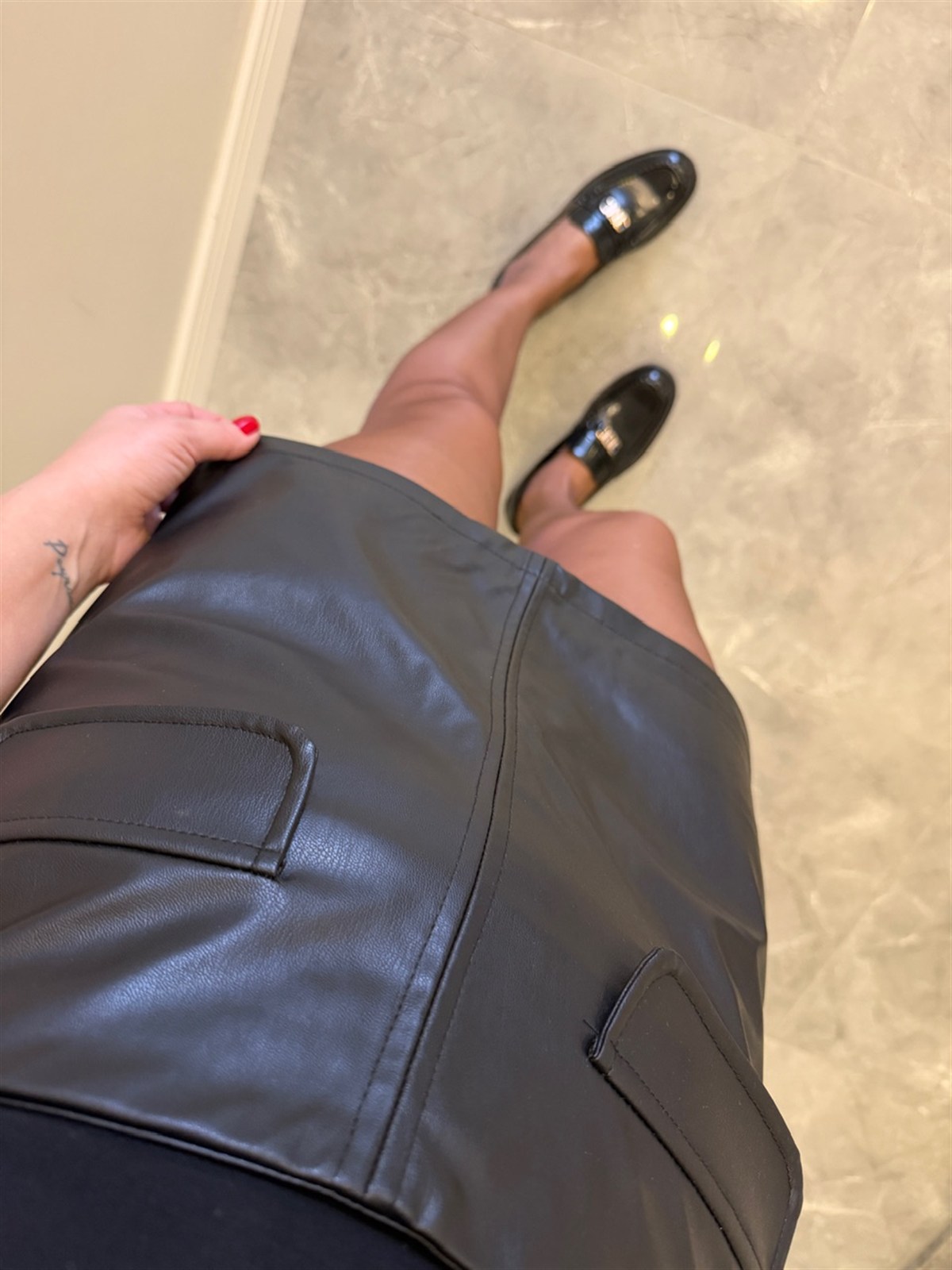 Cepli Deri Etek - Siyah