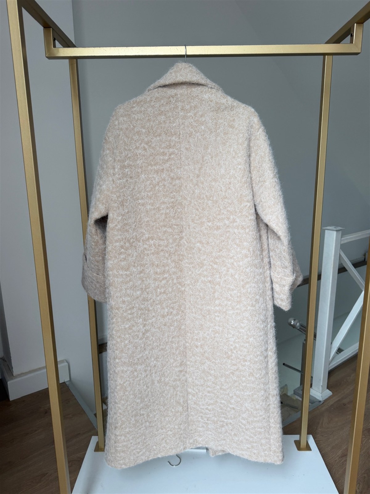 Cepli Uzun Buklet Kaban - Bej