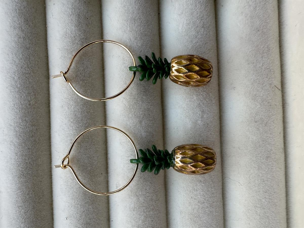 Ananas Tasarım Küpe 4cm