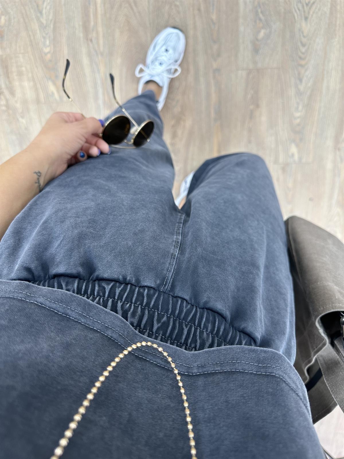 Antrasit Yıkamalı Şalvar Takım