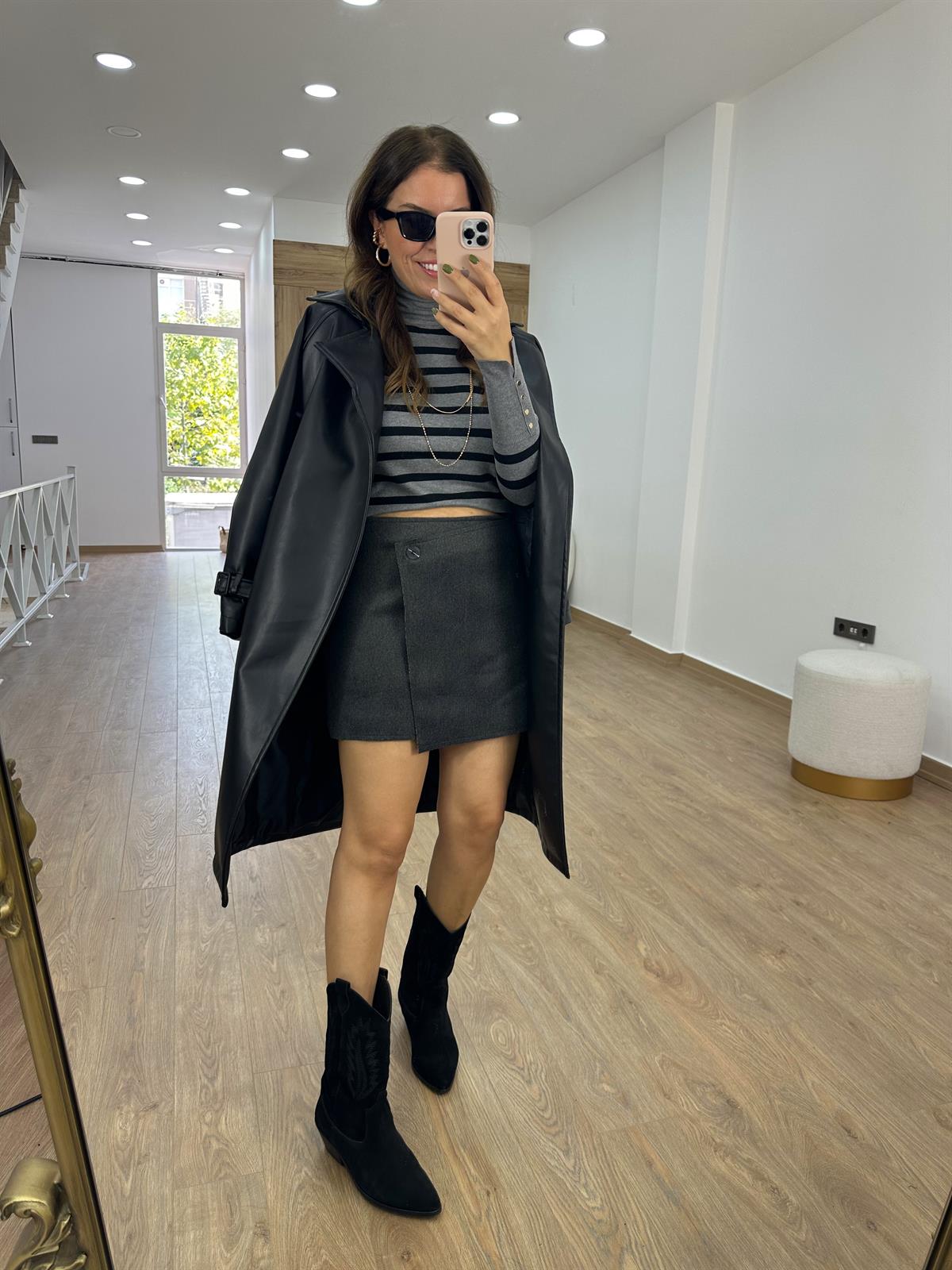 Anvelop Kaşe Etek-Gri