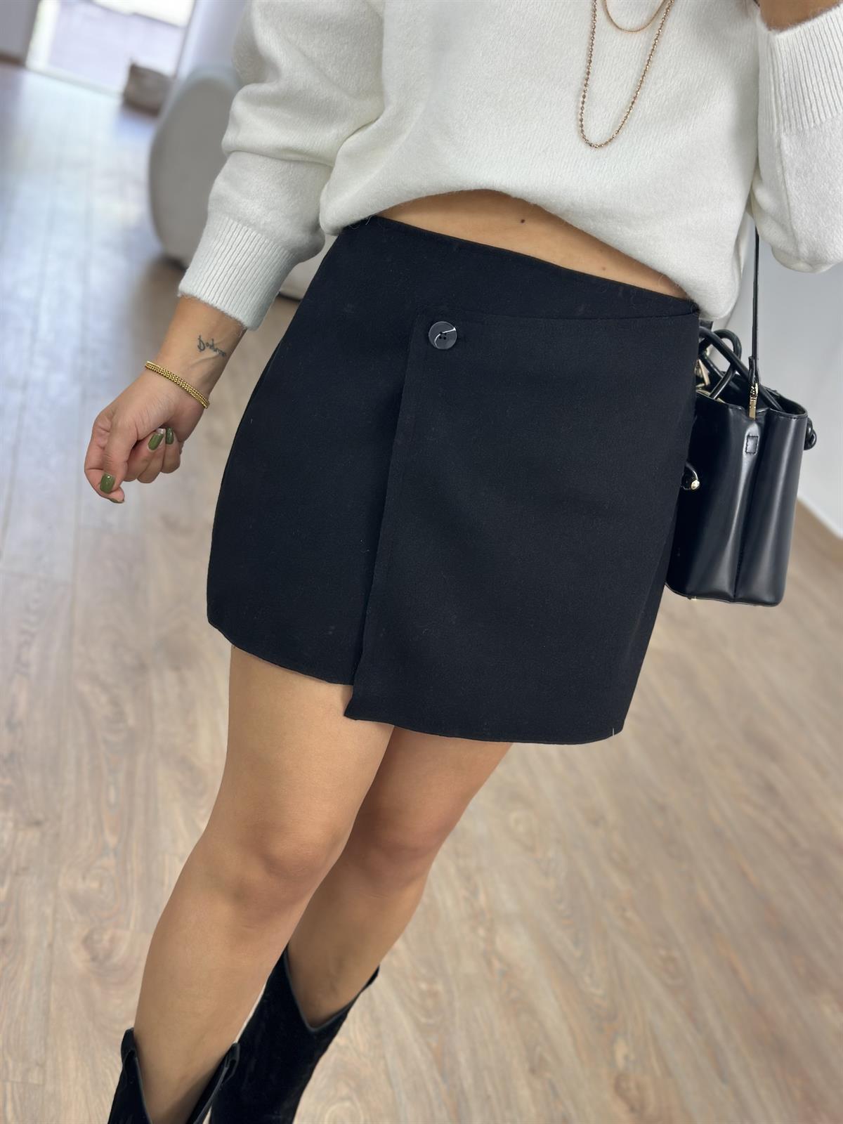 Anvelop Kaşe Etek-Siyah