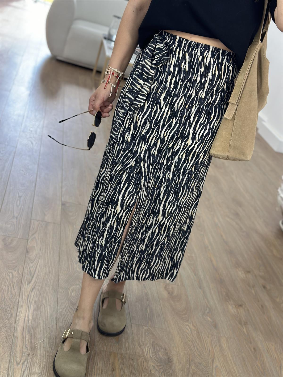 Arka Beli Lastikli Bağlamalı Viskon Etek