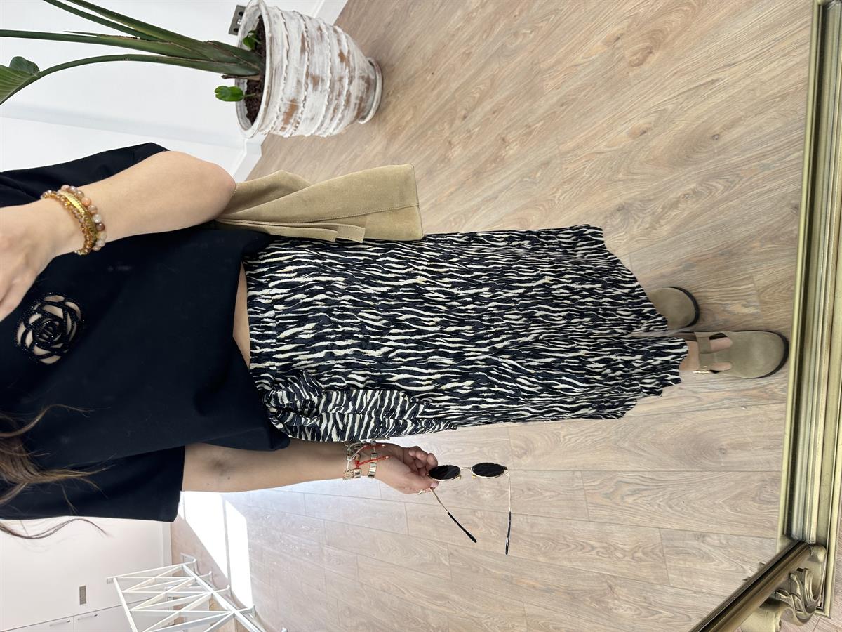 Arka Beli Lastikli Bağlamalı Viskon Etek