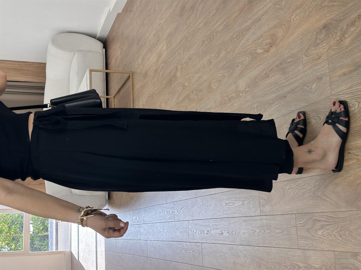 Arka Beli Lastikli Pantolon-Etek