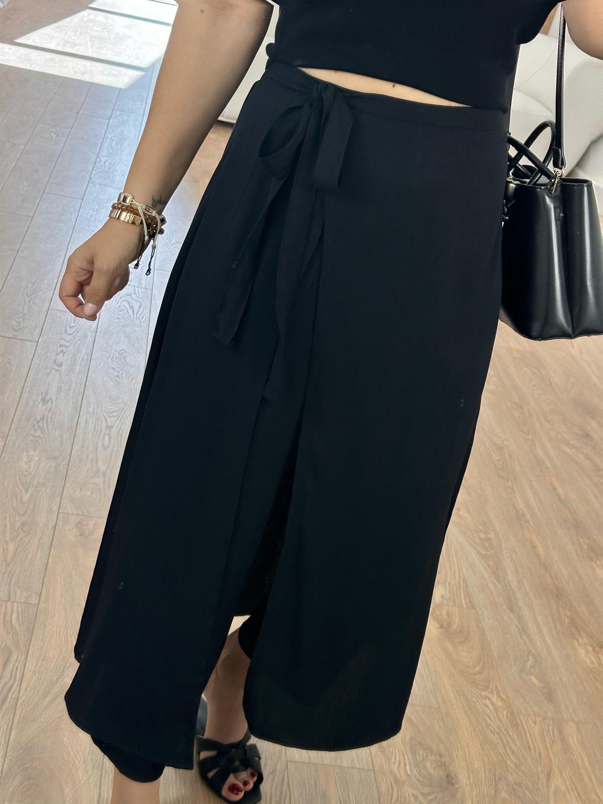 Arka Beli Lastikli Pantolon-Etek