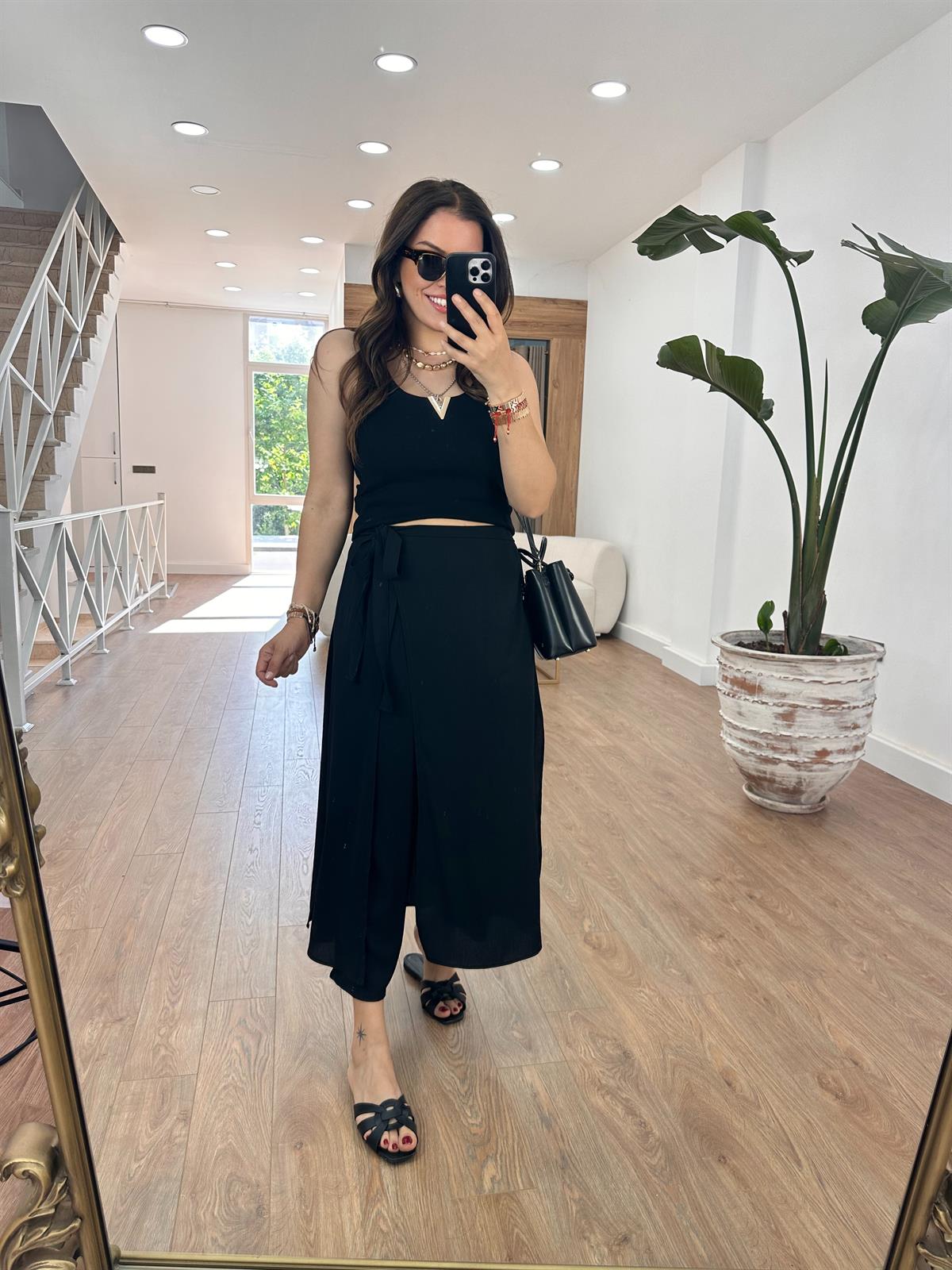 Arka Beli Lastikli Pantolon-Etek