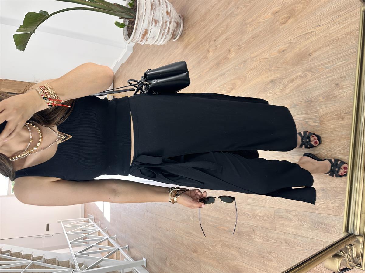 Arka Beli Lastikli Pantolon-Etek