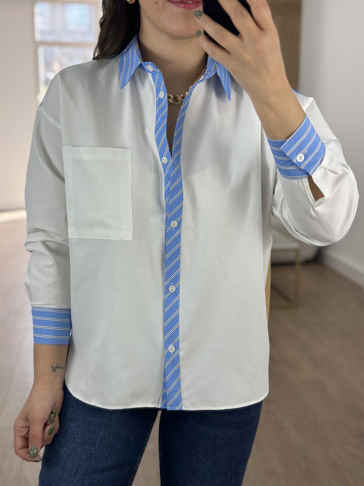 Arkası Camel Çizgi Detaylı Tasarım Gömlek