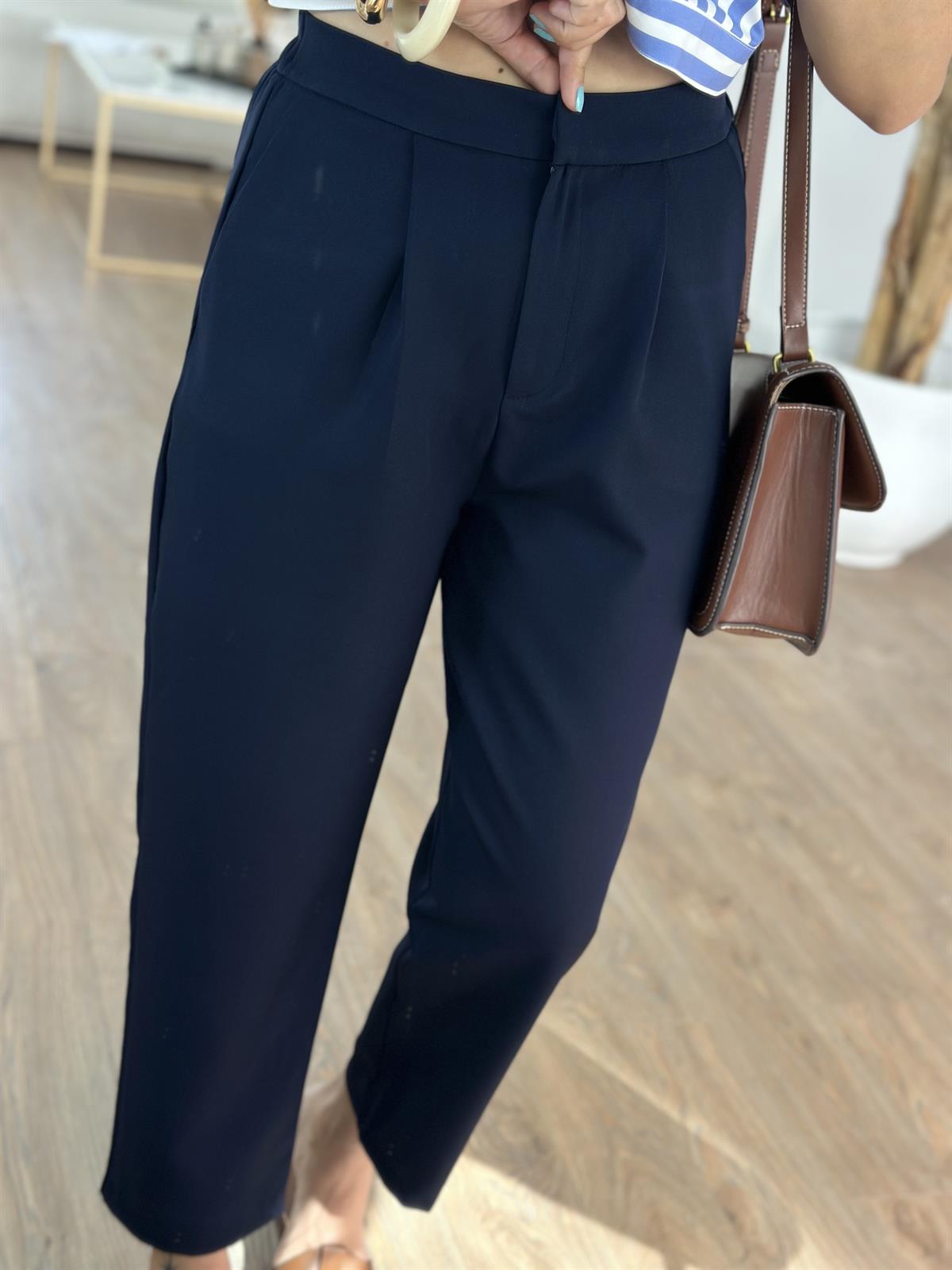 Arkası Lastikli Havuç Pantolon - Lacivert