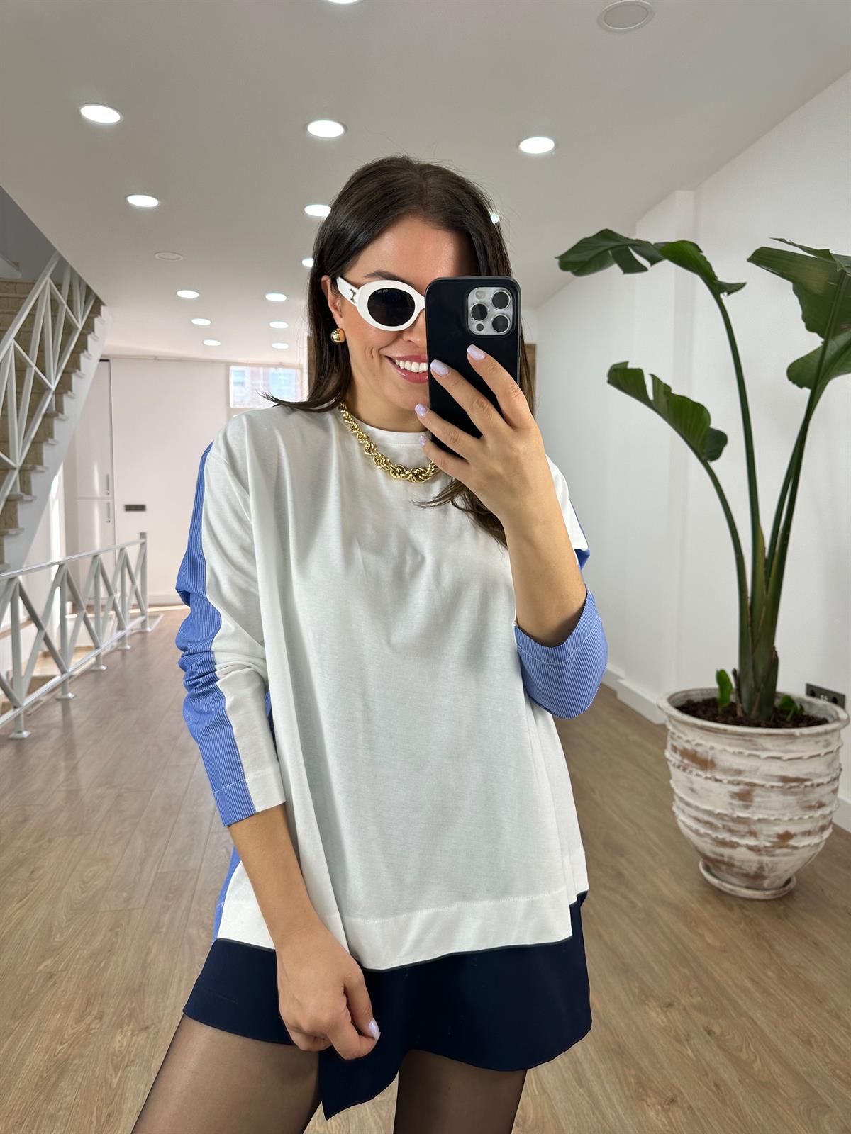 Arkası Poplin Detaylı İnce Basic Sweatshirt