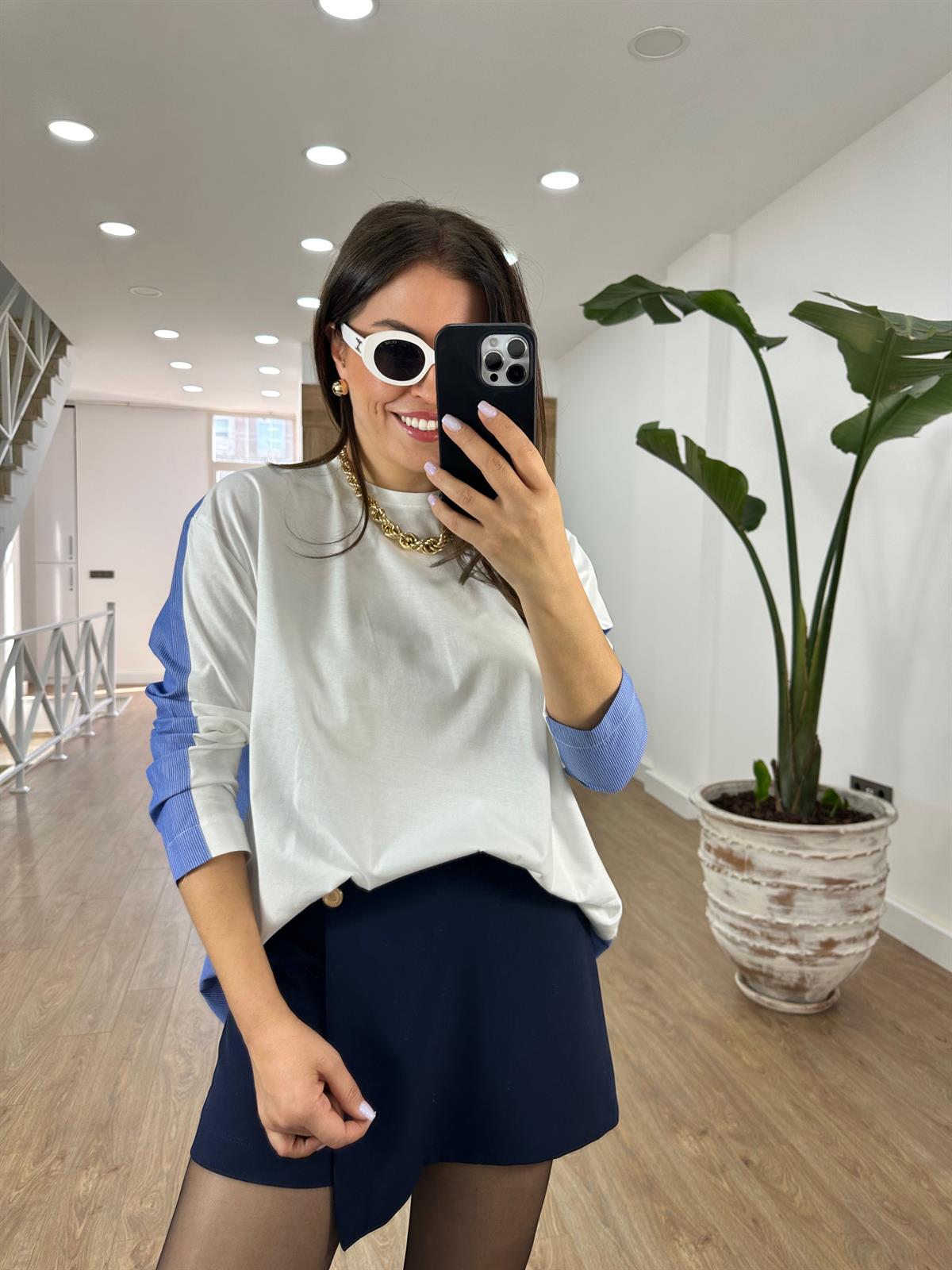 Arkası Poplin Detaylı İnce Basic Sweatshirt