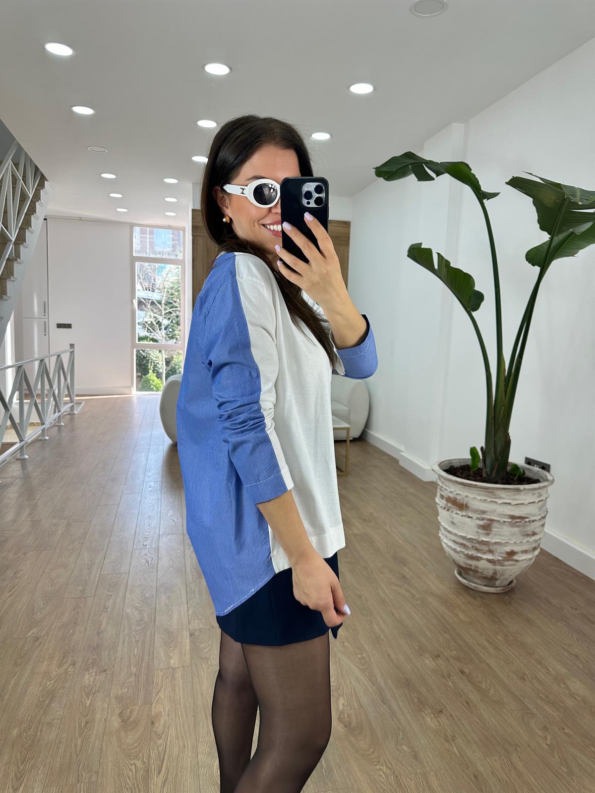 Arkası Poplin Detaylı İnce Basic Sweatshirt