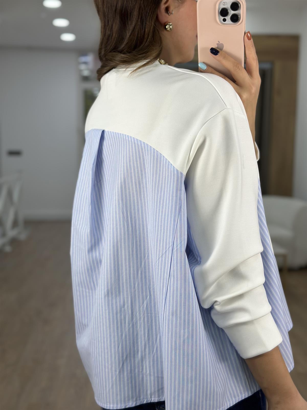 Arkası Poplin Detaylı Modal Sweatshirt-Ekru