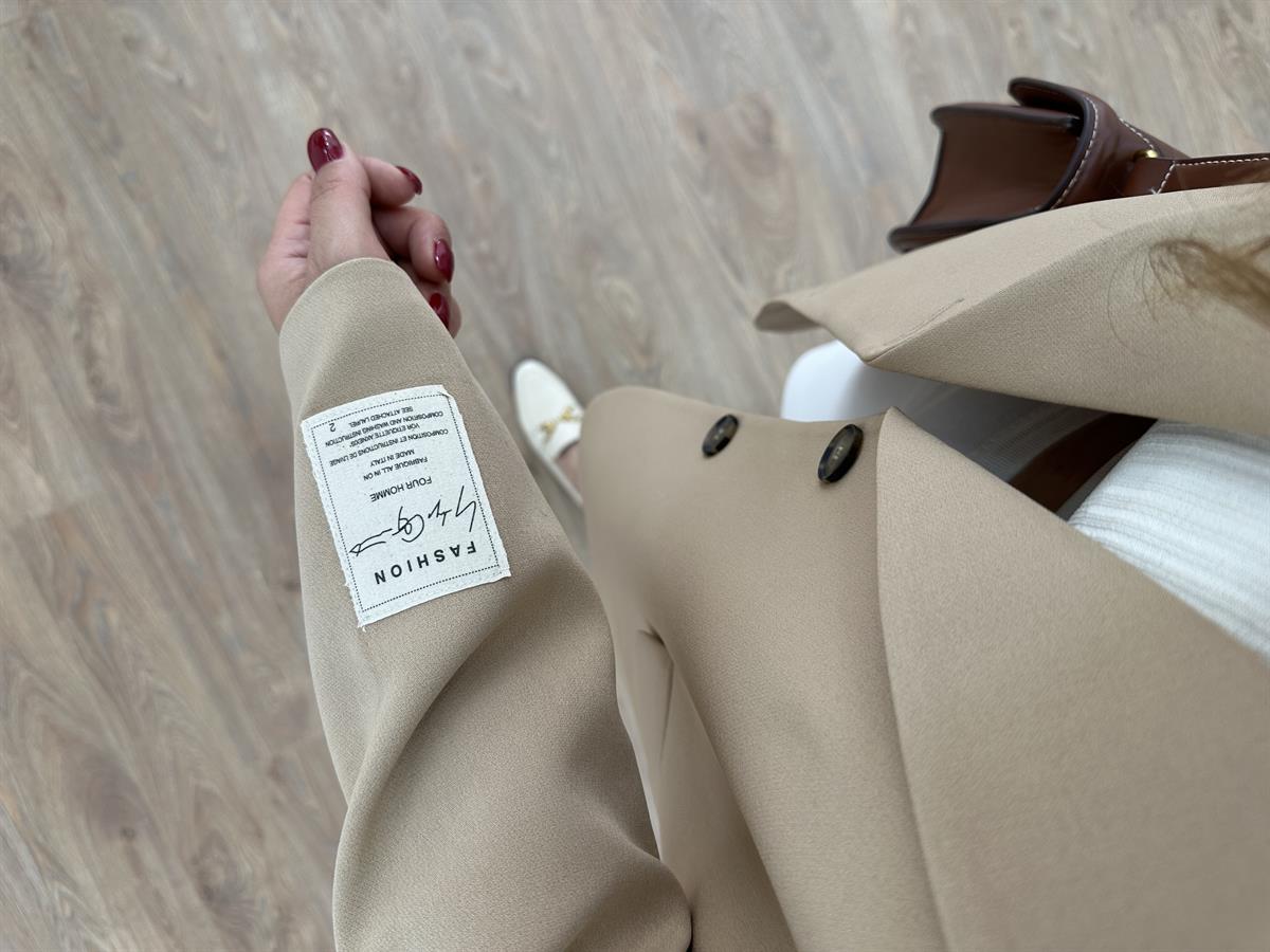 Armalı Blazer Ceket-Bej