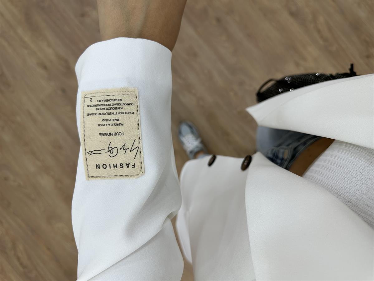 Armalı Blazer Ceket-Beyaz